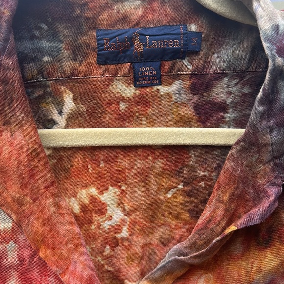 Ralph Lauren Vintage Linen button down shirt ice dyed by Allison Backman 14 - Picture 3 of 4